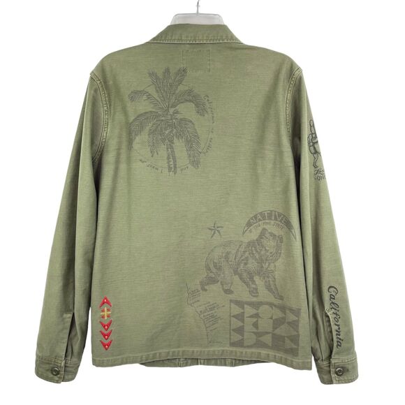 Lucky Brand Green Military Button Down Jacket Type L-54C California Men's Sz S - Picture 2 of 9